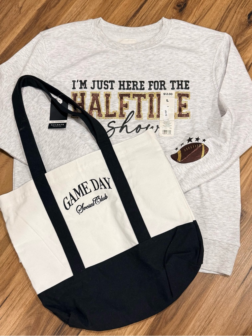 Game Day Bundle! New! Canvas Game Day Tote Bag & Halftime Show Sweatshirt